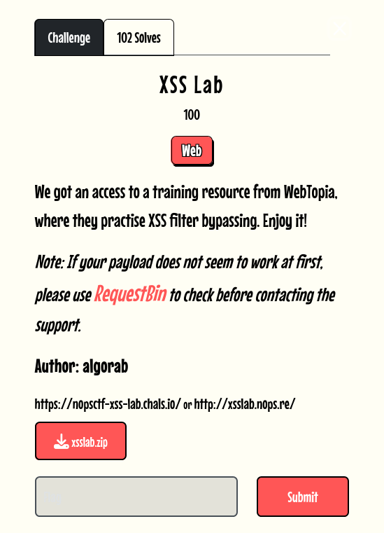 xss lab challenge